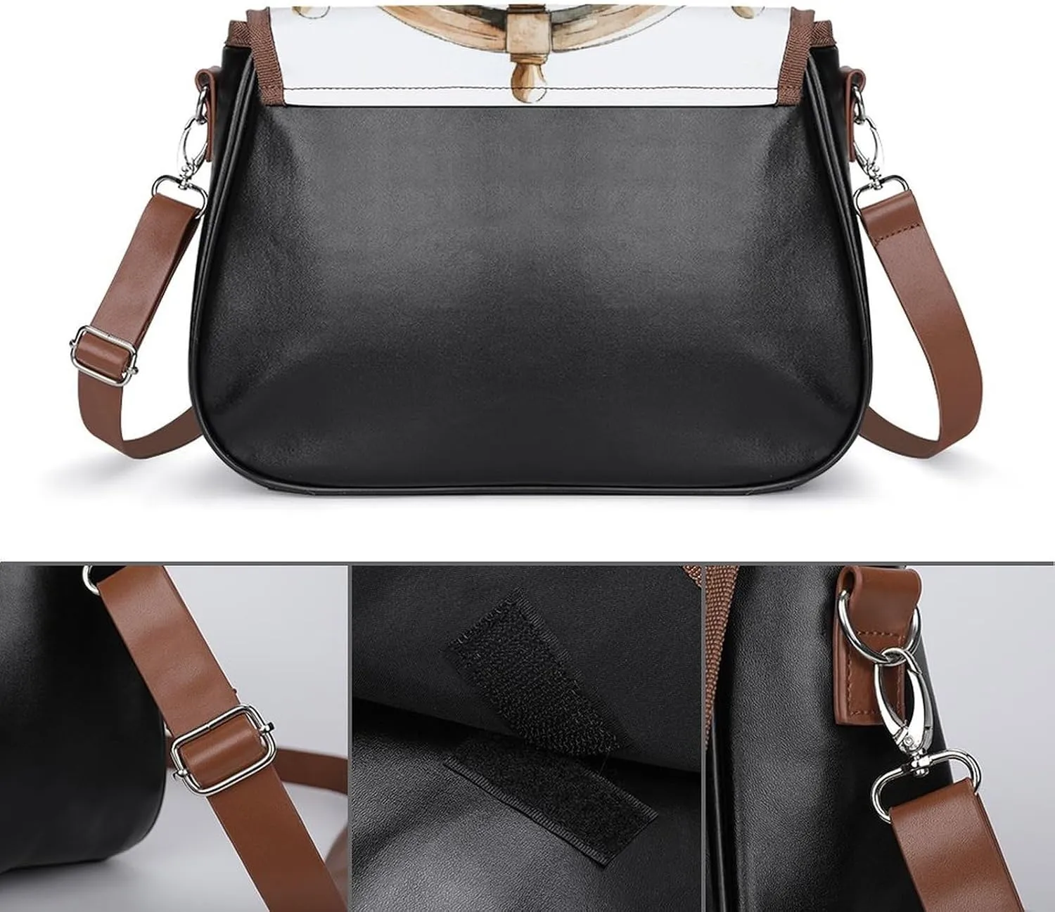 Ancient Compass Sign Crossbody Bag Leather Crossbody Bag