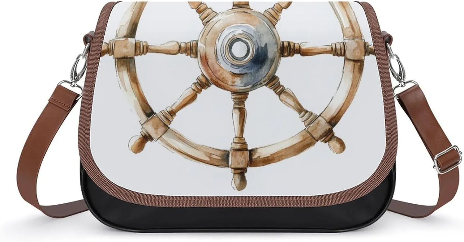 Ancient Compass Sign Crossbody Bag Leather Crossbody Bag