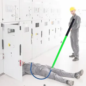 Anti Electric Shock Rescue Pole with 42cm C-Hook, Electrical Safety High Voltage Rescue Tools 10kv 35kv 110kv 220kv for Fire Electrician/Electric Vehicles/Confined Spaces(Green,1m/3.3ft/39
