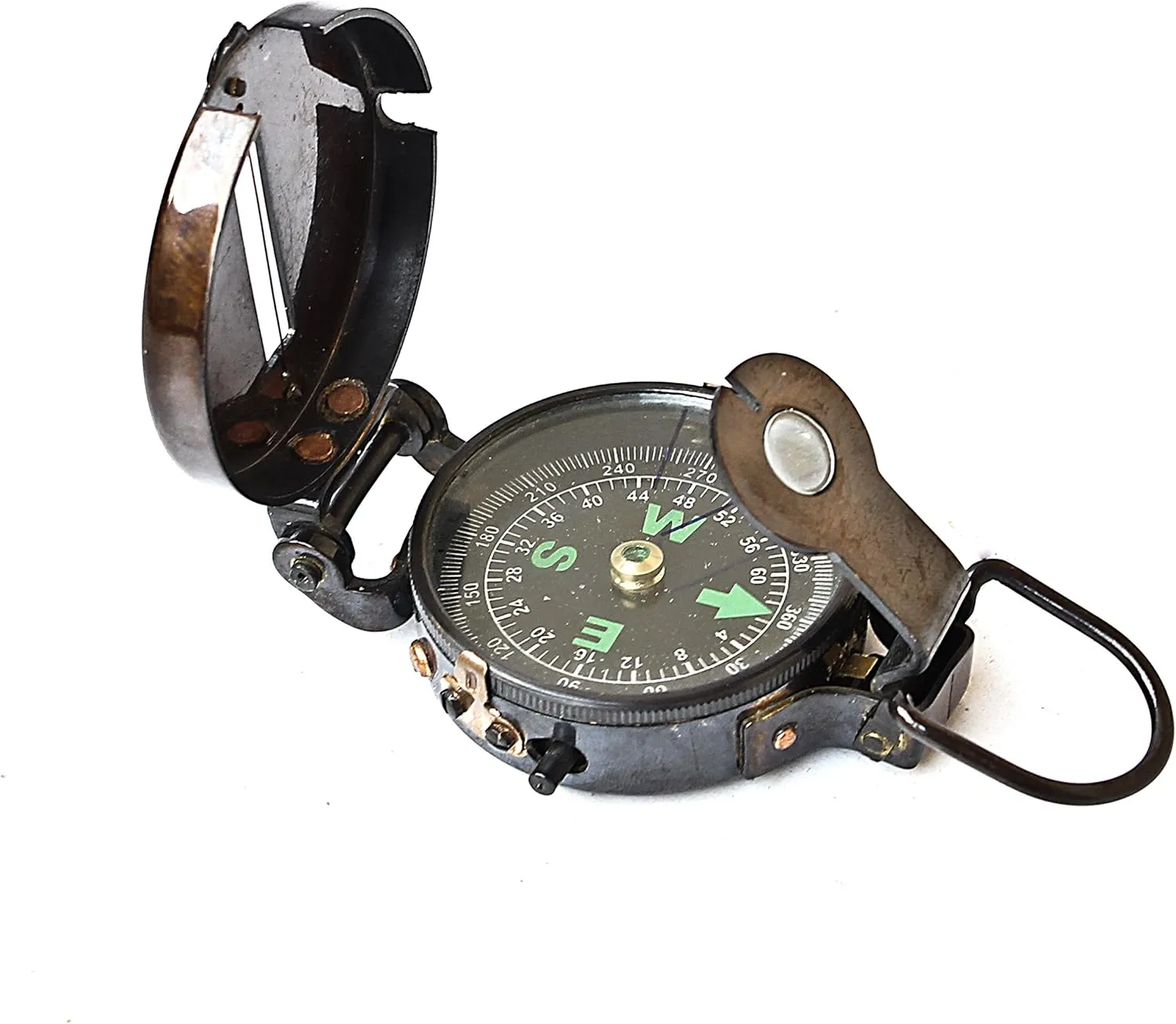 Antique Black Lensatic Compass Pocket Vintage Antique Navigational Maritime