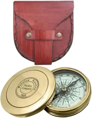 Antique Brass Engraved Compass Push Open Pocket Compass for Traveling Camping Hiking Navigation Tool, Standard, Same As Picture