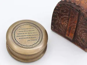 Antique Nautical Vintage Directional Magnetic Compass with Famous Scripture Quote Engraved Baptism Gifts with Leather Case Gift for Friends,Diwali Gift, Wedding Gift