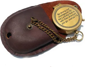 Antique Pocket Compass Engraved Compass Be Strong and Courageous Poem Gift for Confirmation, Baptism, Best Easter, Birthday, Graduation, Wedding, Religious