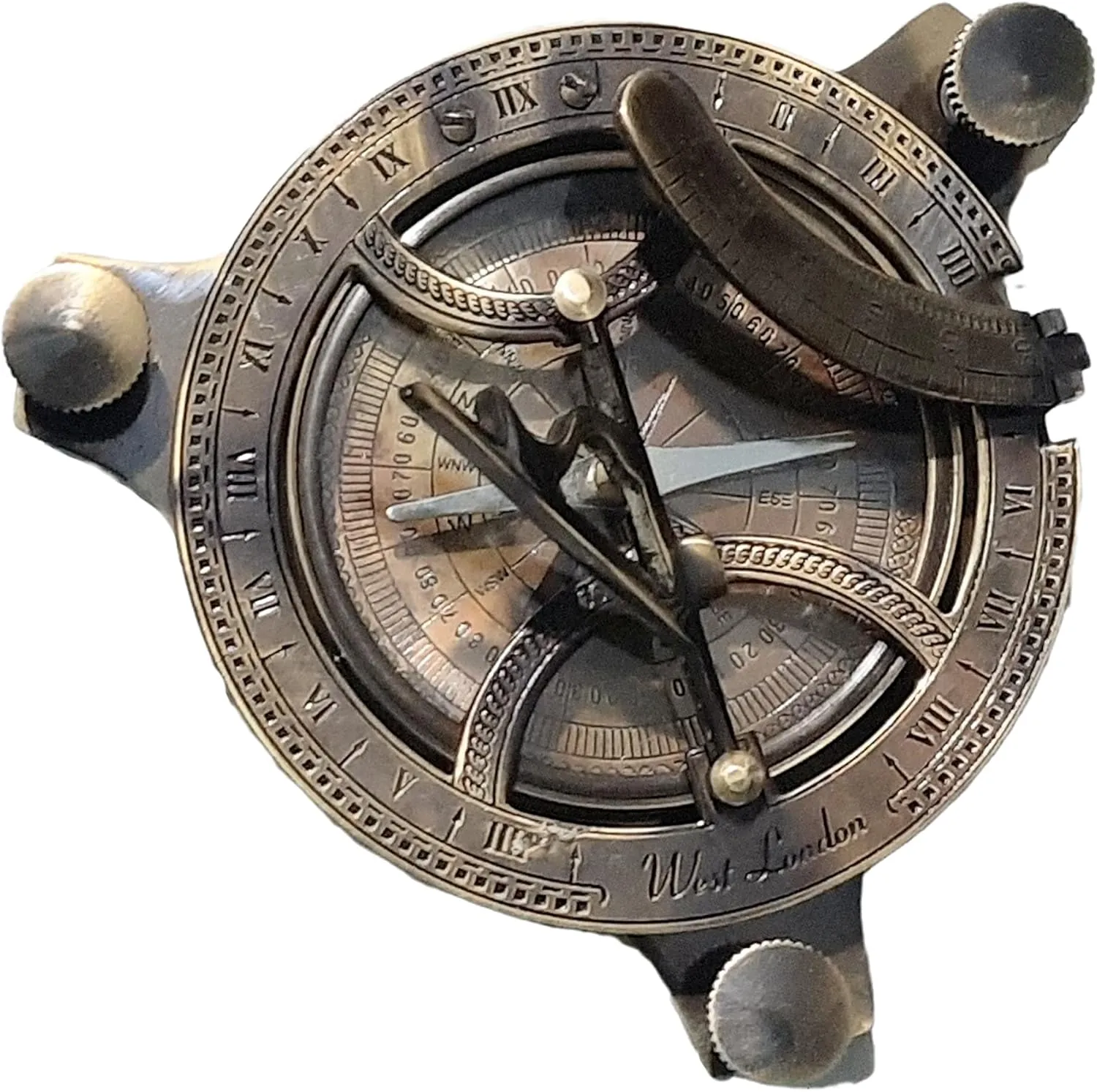 Antique Sundial Compass for Hiking, Camping, Motoring, Boating, Backpacking, Gift and Collection Nautical Pocket Compass for Hiking Hunting Outdoor by J S I