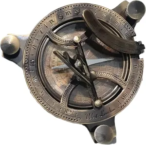 Antique Sundial Compass for Hiking, Camping, Motoring, Boating, Backpacking, Gift and Collection Nautical Pocket Compass for Hiking Hunting Outdoor by J S I