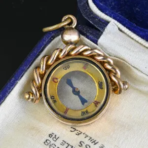 Antique Swivel Watch Fob Working Compass Pendant