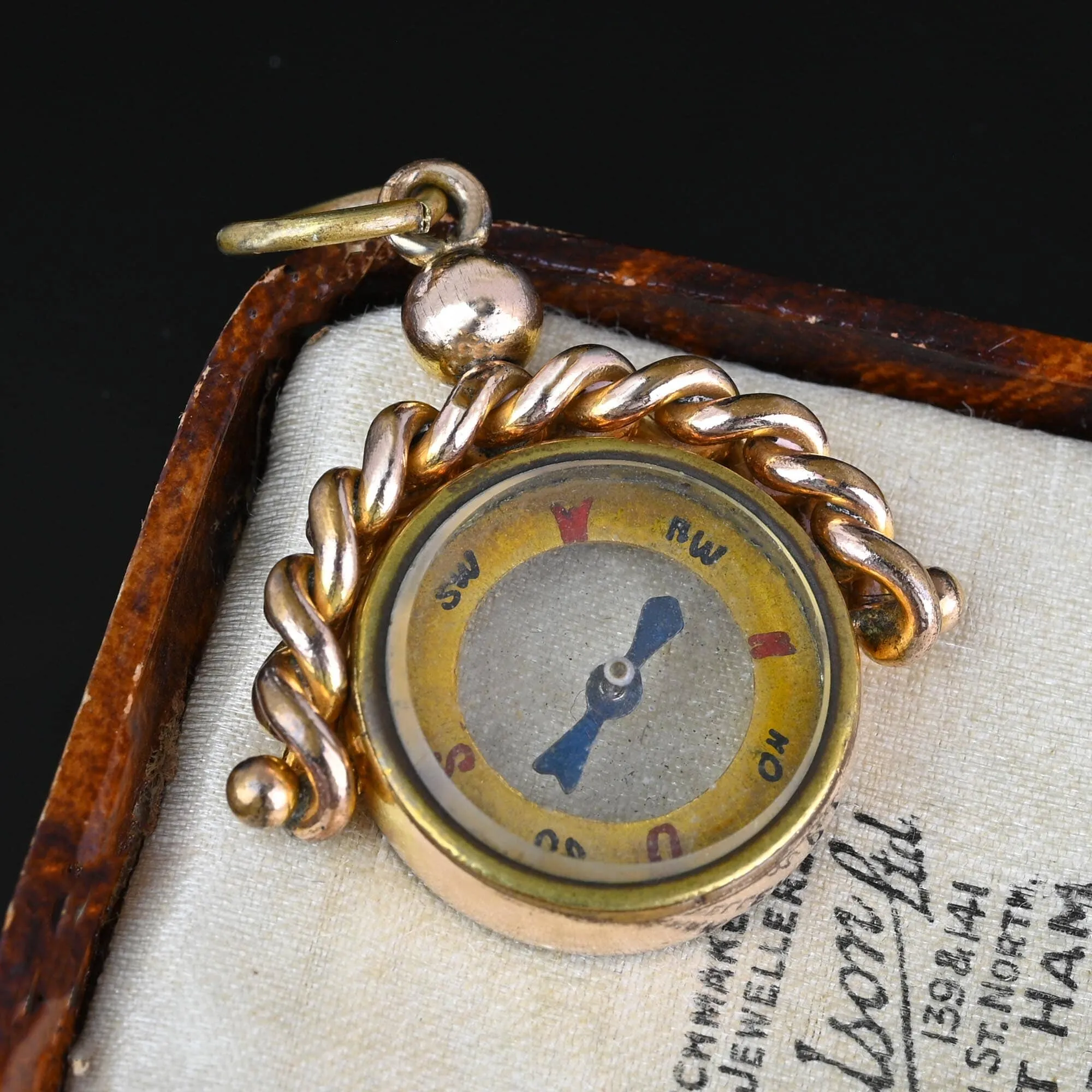 Antique Swivel Watch Fob Working Compass Pendant