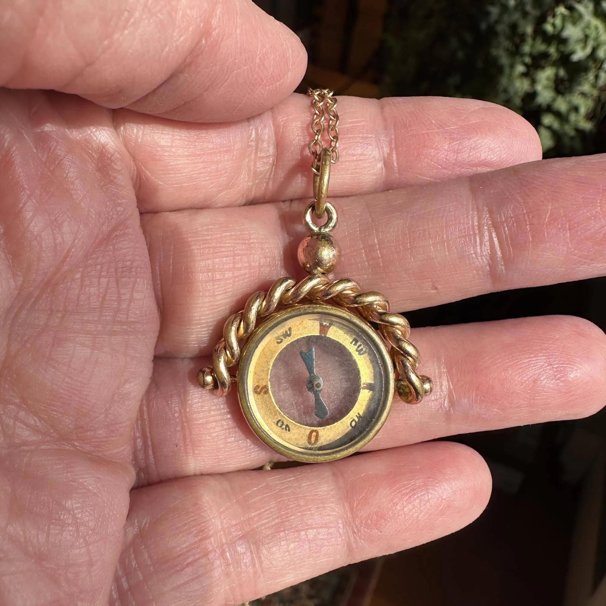 Antique Swivel Watch Fob Working Compass Pendant