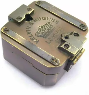 Antique Vintage Brass Solid Kelvin & Hughes 1917 Compass Handmade Collectible Gift Item for Camping & Hiking, Standard, As Shown In Imagwe