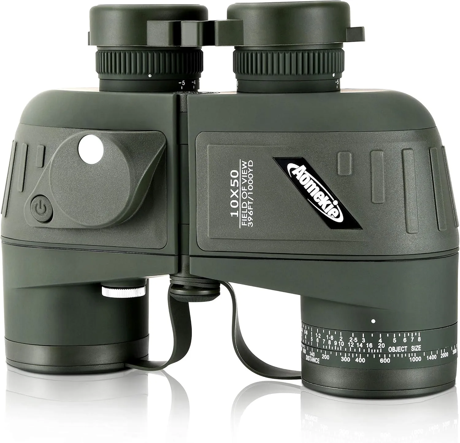 AOMEKIE Marine Binoculars for Adults 10x50 Waterproof Binoculars with Rangefinder Compass BAK4 Prism FMC Lens for Birdwatching Hunting Boating