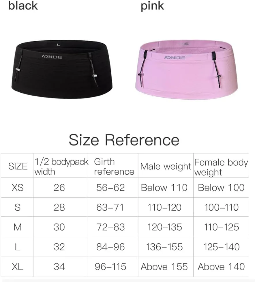 AONIJIE Hydration Running Belt with 250ml Soft Flask for Women and Men Large Capacity & Lightweight for Cycling Climbing Marathon (Black,Medium)