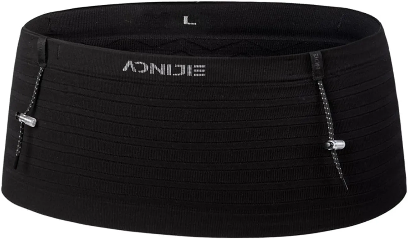 AONIJIE Hydration Running Belt with 250ml Soft Flask for Women and Men Large Capacity & Lightweight for Cycling Climbing Marathon (Black,Medium)