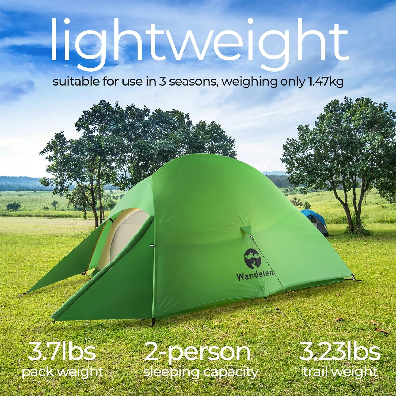 Appalachian Lightweight Backpacking Tent - Easy Setup, 2 Person 3 Season Ultralight Tent with Footprint Waterproof, Windproof, Double Layer Outdoor Tent for Camping Hunting Hiking.