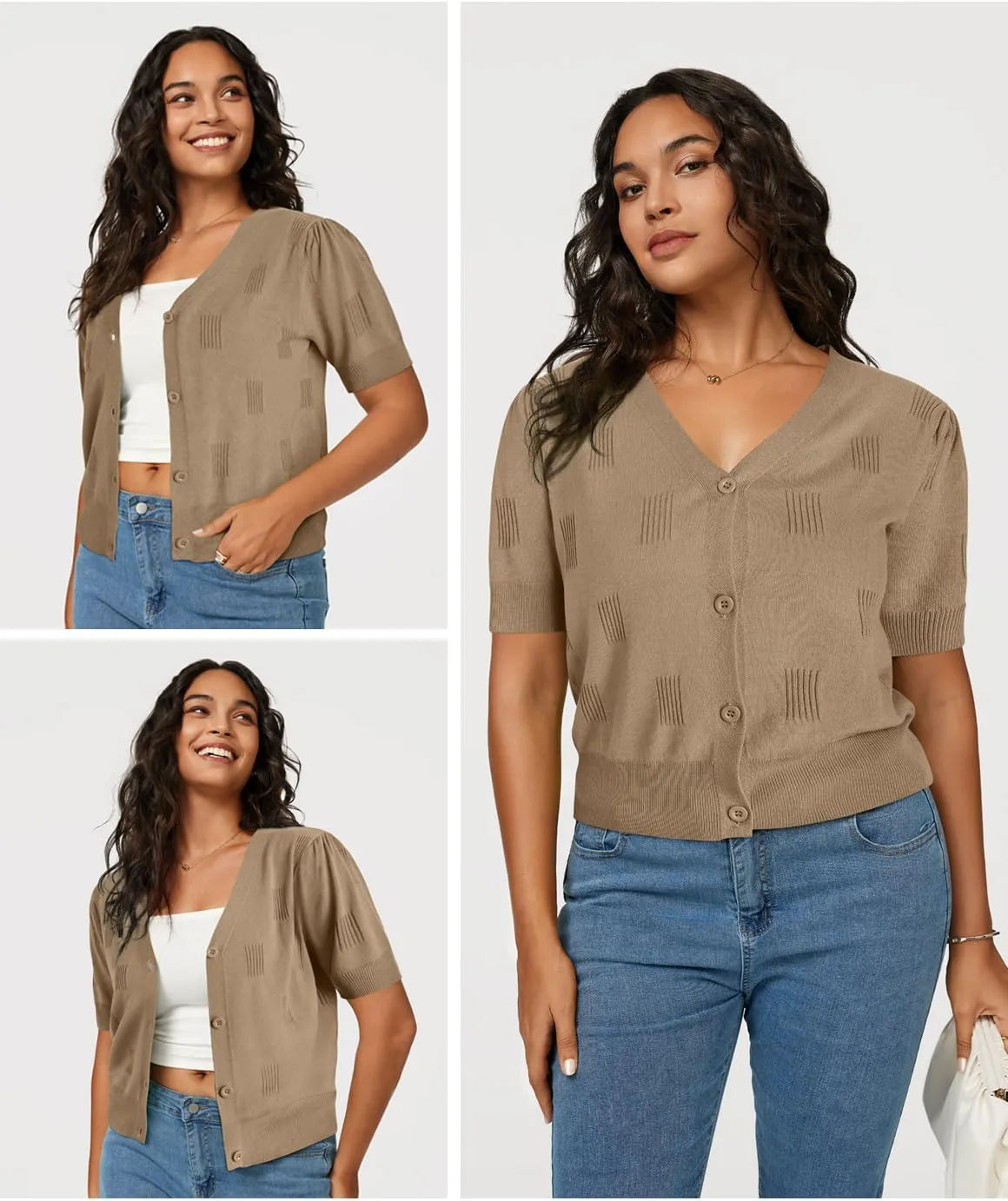 Arach&Cloz Womens Cardigans Summer 2025 Cropped Lightweight Short Sleeve Bolero Shrugs Sweater Cozy Clouds