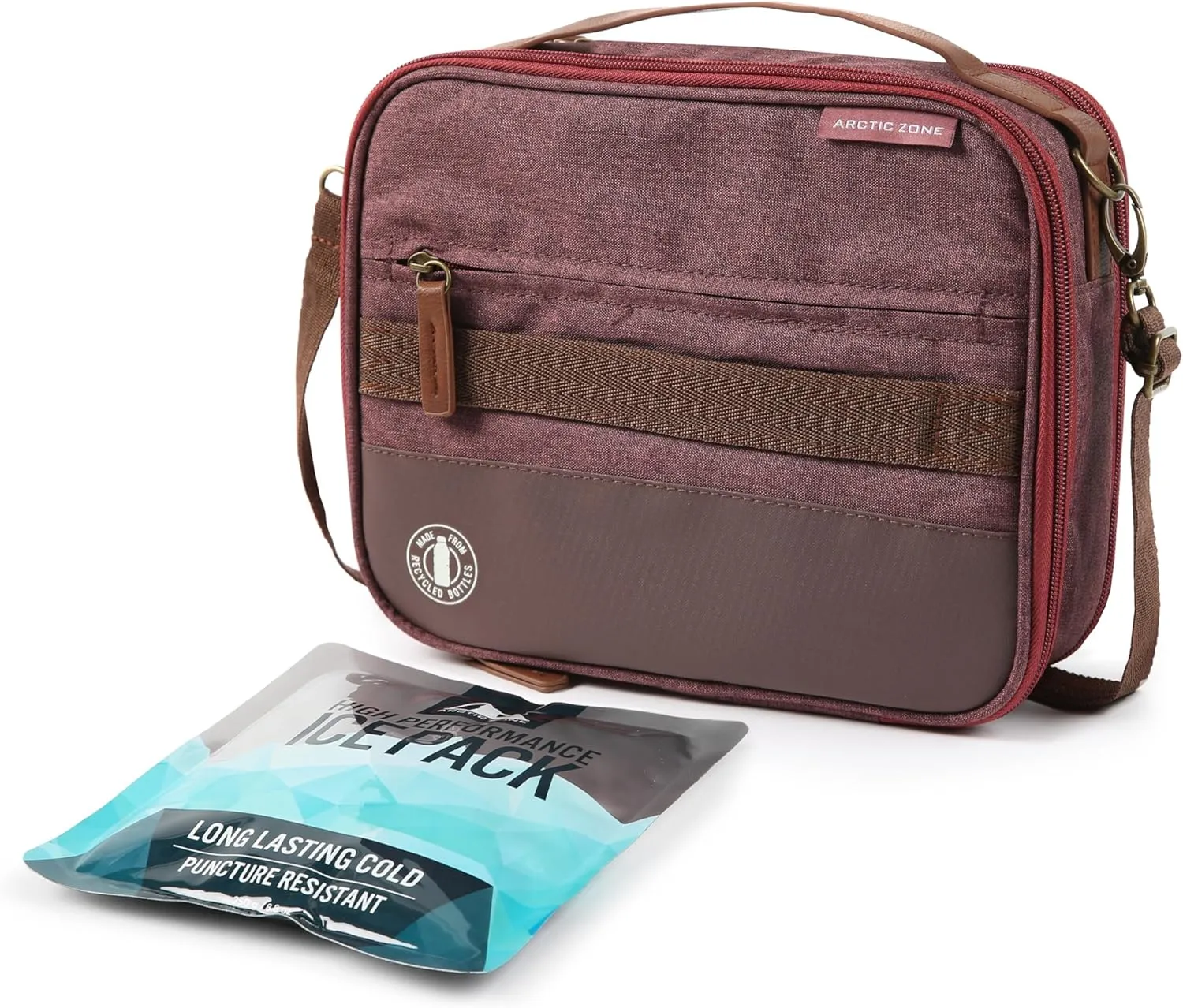 Arctic Zone Reusable-lunch-bags Insulated Lunch Bag, Wine - High density thermal insulation with expandable capacity, Leak proof lining with Microban protection
