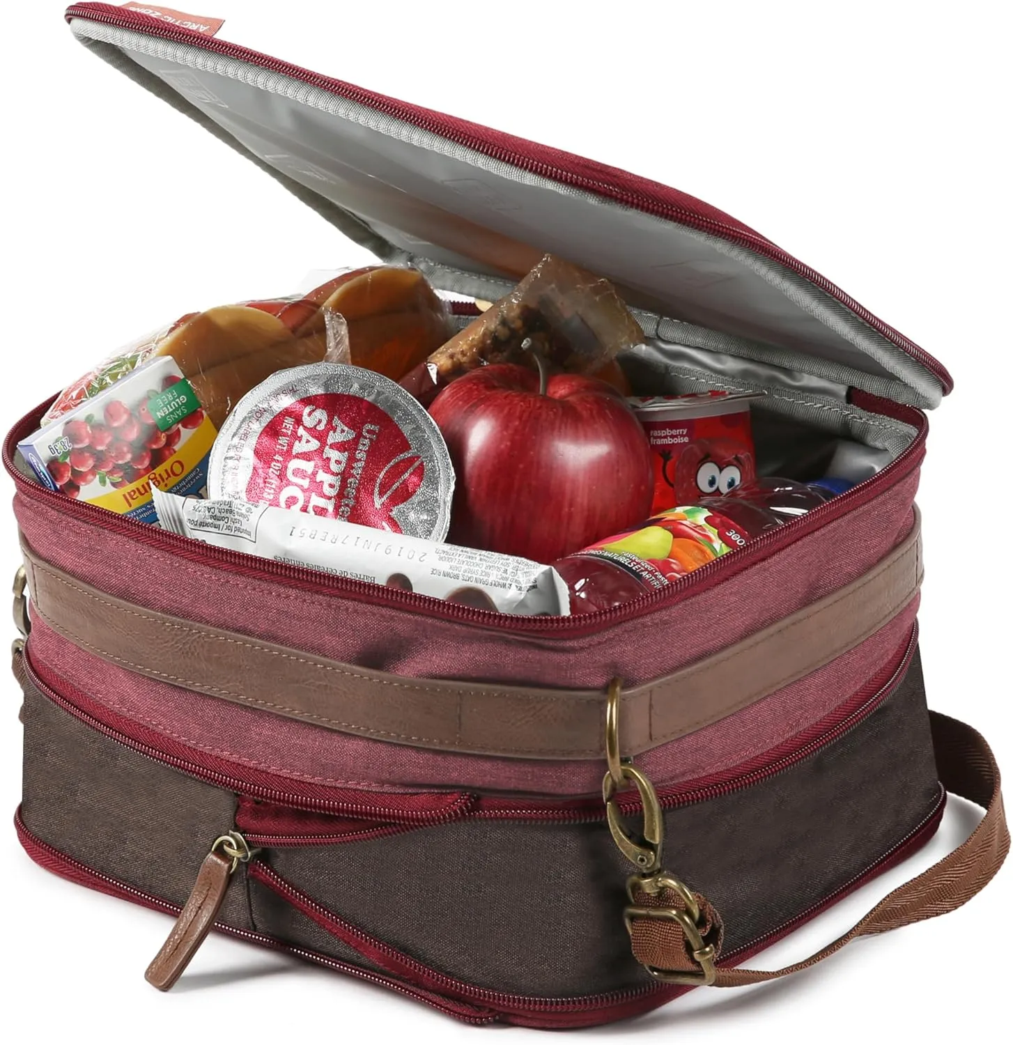 Arctic Zone Reusable-lunch-bags Insulated Lunch Bag, Wine - High density thermal insulation with expandable capacity, Leak proof lining with Microban protection