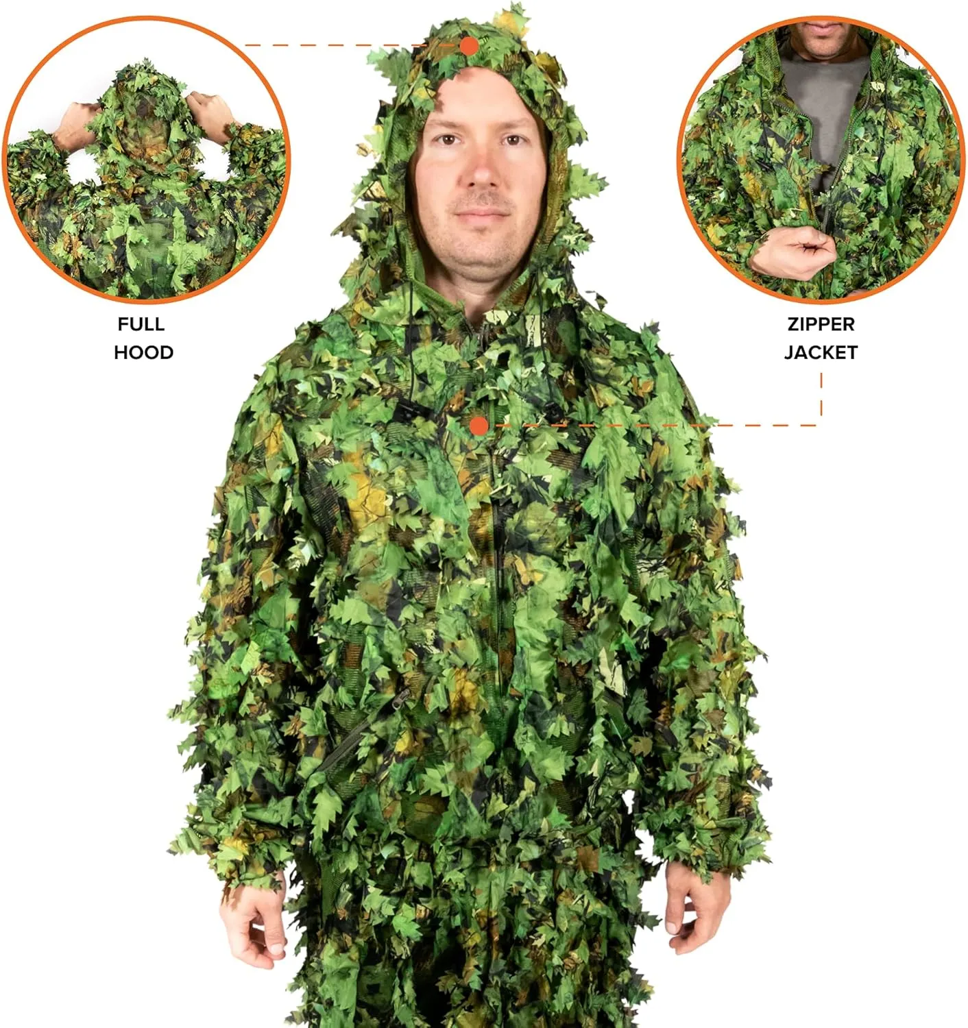 Arcturus 3D Leafy Ghillie Suit -1,000 Laser-Cut Leaves | Lightweight, Breathable Camouflage for Hunting, Paintball & Airsoft