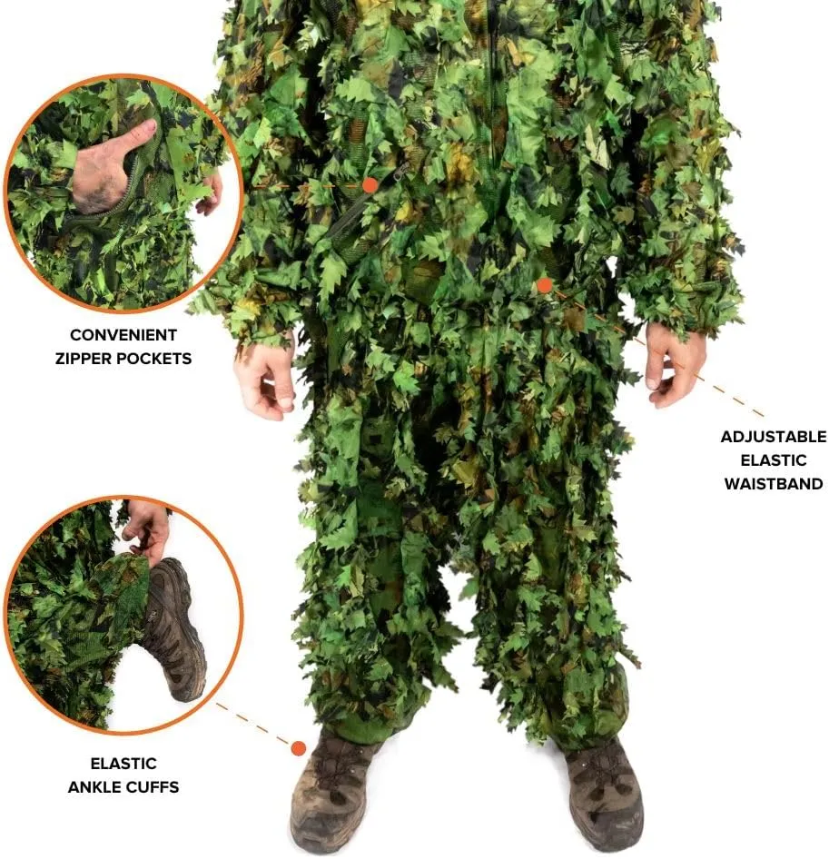 Arcturus 3D Leafy Ghillie Suit -1,000 Laser-Cut Leaves | Lightweight, Breathable Camouflage for Hunting, Paintball & Airsoft