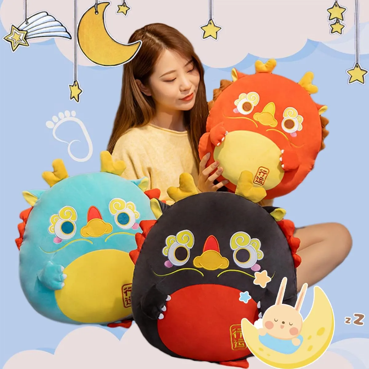 ARELUX Soft Red Dragon Cute Stuffed Animals Plushie Huggable Dragon Sleeping Bedding Toy Creative Birthday Friends Family Member 18in