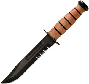 Army Fighting/Utility Knife, Serrated, Leather Sheath