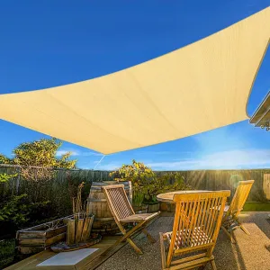 Artpuch 08'X12' Beige Rectangular Sun Shade Sail,HDPE 95% UV Block Outdoor Shade Tarp, Windproof & Breathable for Patio Garden Backyard Pool (We Make Custom Size)