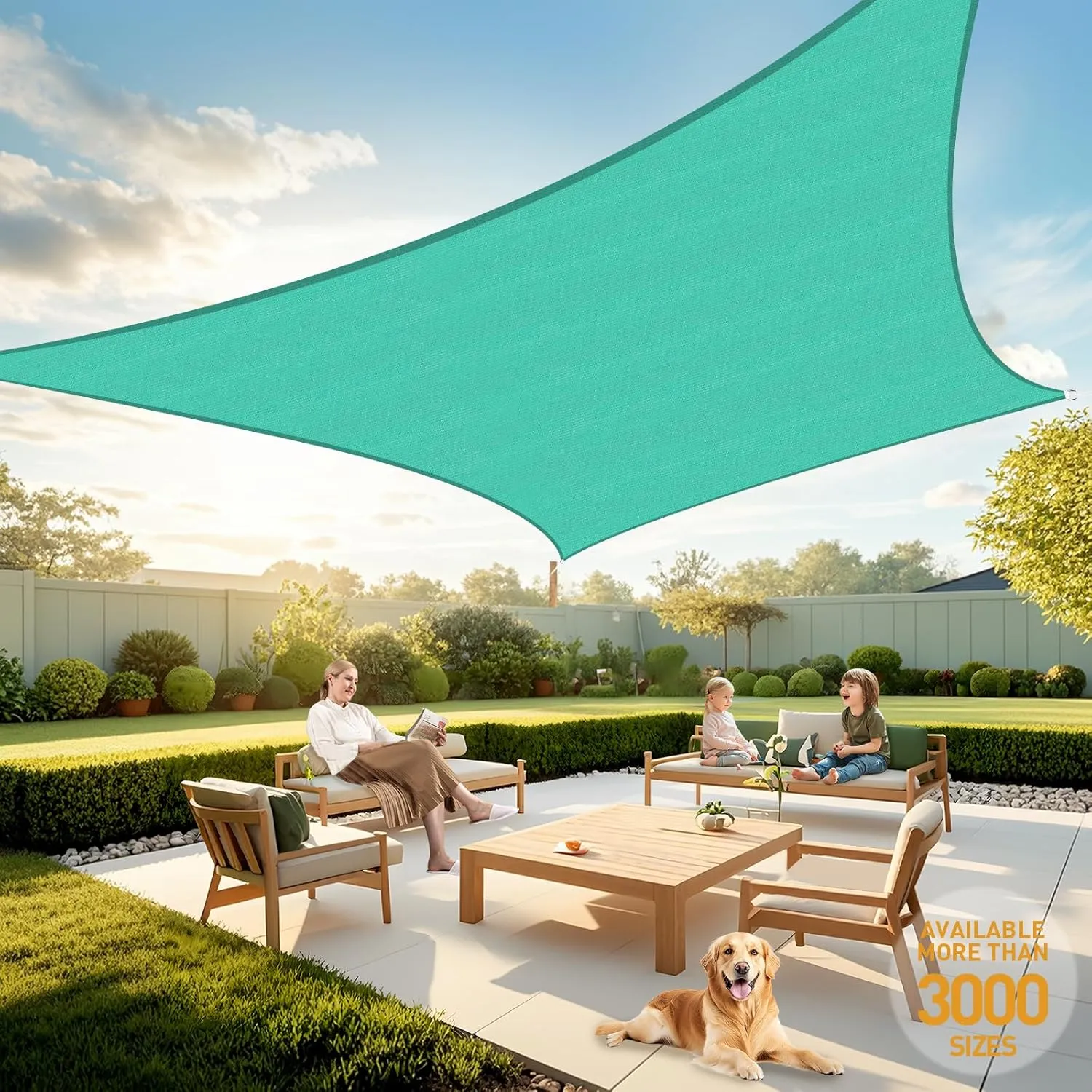 Artpuch 10'X20' Turquoise Rectangular Sun Shade Sail HDPE 95% UV Block Outdoor Shade Tarp, Windproof & Breathable for Patio Garden Backyard Pool (We Make Custom Size)