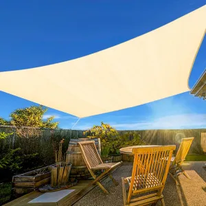 Artpuch 12'X20' Cream Rectangular Sun Shade Sail HDPE 95% UV Block Outdoor Shade Tarp, Windproof & Breathable for Patio Garden Backyard Pool (We Make Custom Size)