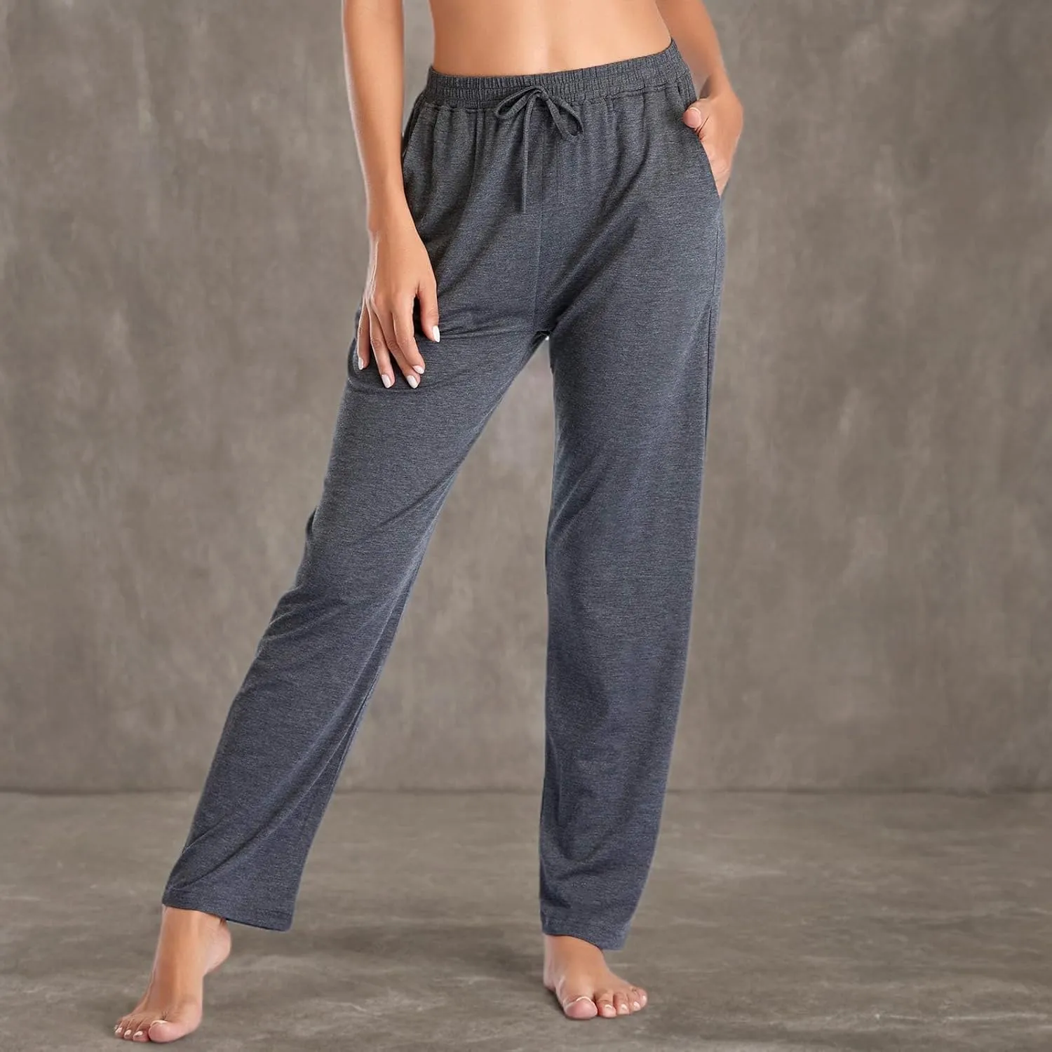 ASIMOON Women's Yoga Pants Soft Comfy Stretch Loose Straight Casual Athletic Pants Running Workout Lounge Pants with Pockets