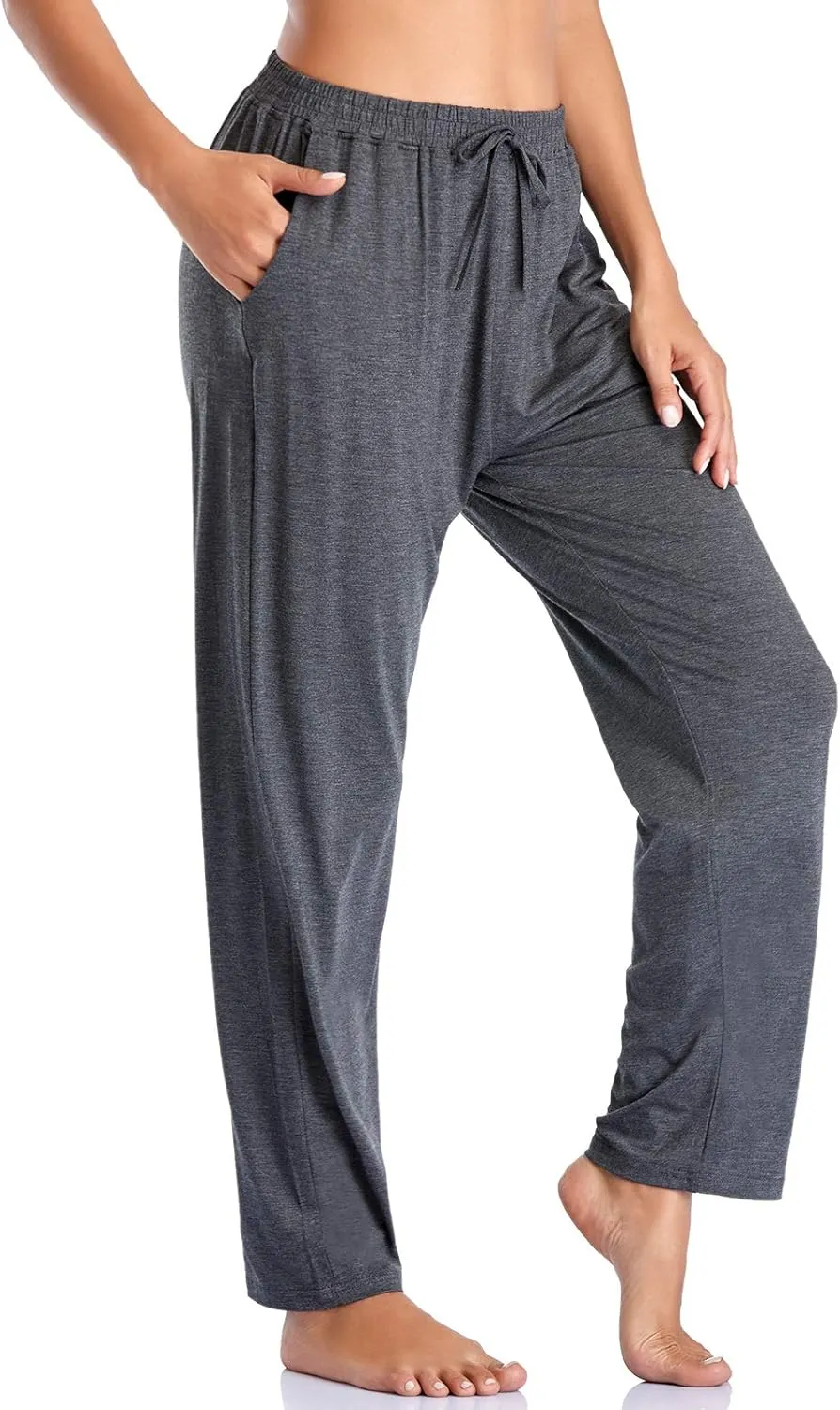 ASIMOON Women's Yoga Pants Soft Comfy Stretch Loose Straight Casual Athletic Pants Running Workout Lounge Pants with Pockets