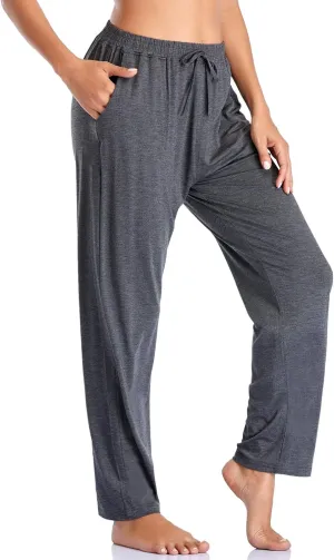ASIMOON Women's Yoga Pants Soft Comfy Stretch Loose Straight Casual Athletic Pants Running Workout Lounge Pants with Pockets