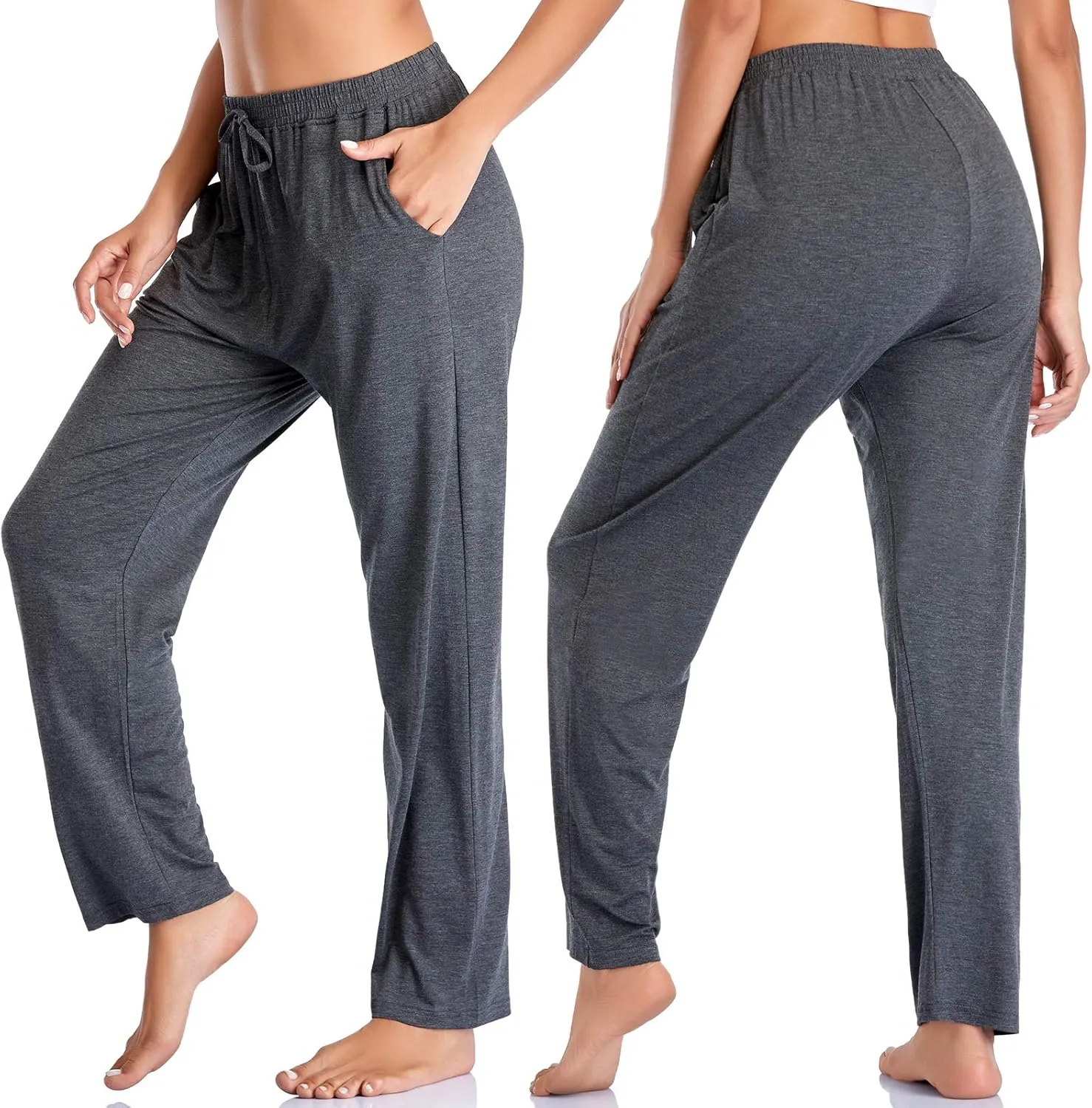ASIMOON Women's Yoga Pants Soft Comfy Stretch Loose Straight Casual Athletic Pants Running Workout Lounge Pants with Pockets