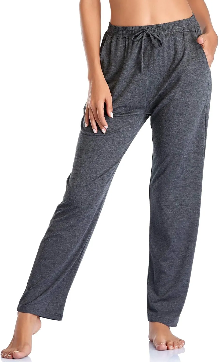 ASIMOON Women's Yoga Pants Soft Comfy Stretch Loose Straight Casual Athletic Pants Running Workout Lounge Pants with Pockets