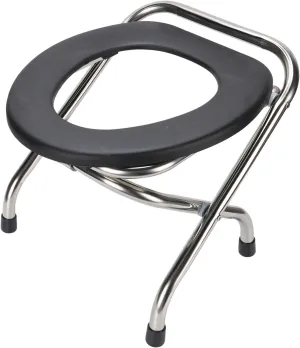 Asixxsix Folding Commode Chair, Heavy Duty Stainless Steel Portable Toilet with Soft Seat, Portable Toilet for Camping, Foldable Portable Potty for Adults, Roadtrip, Travel, Car