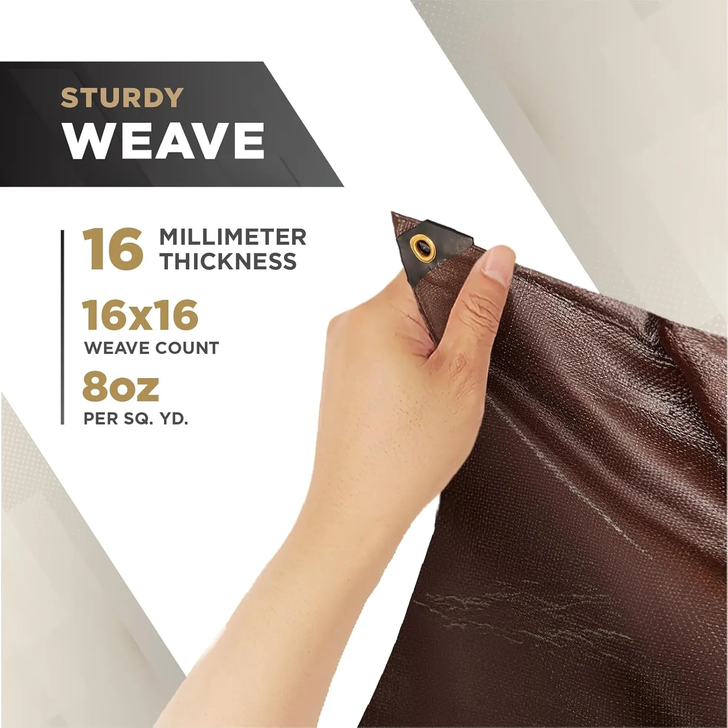 ATERET 4' x 20' Super Heavy Duty 16 Mil Brown Poly Tarp Cover - UV Resistant, Thick Waterproof, Rip and Tear Proof Tarpaulin with Grommets and Reinforced Edges