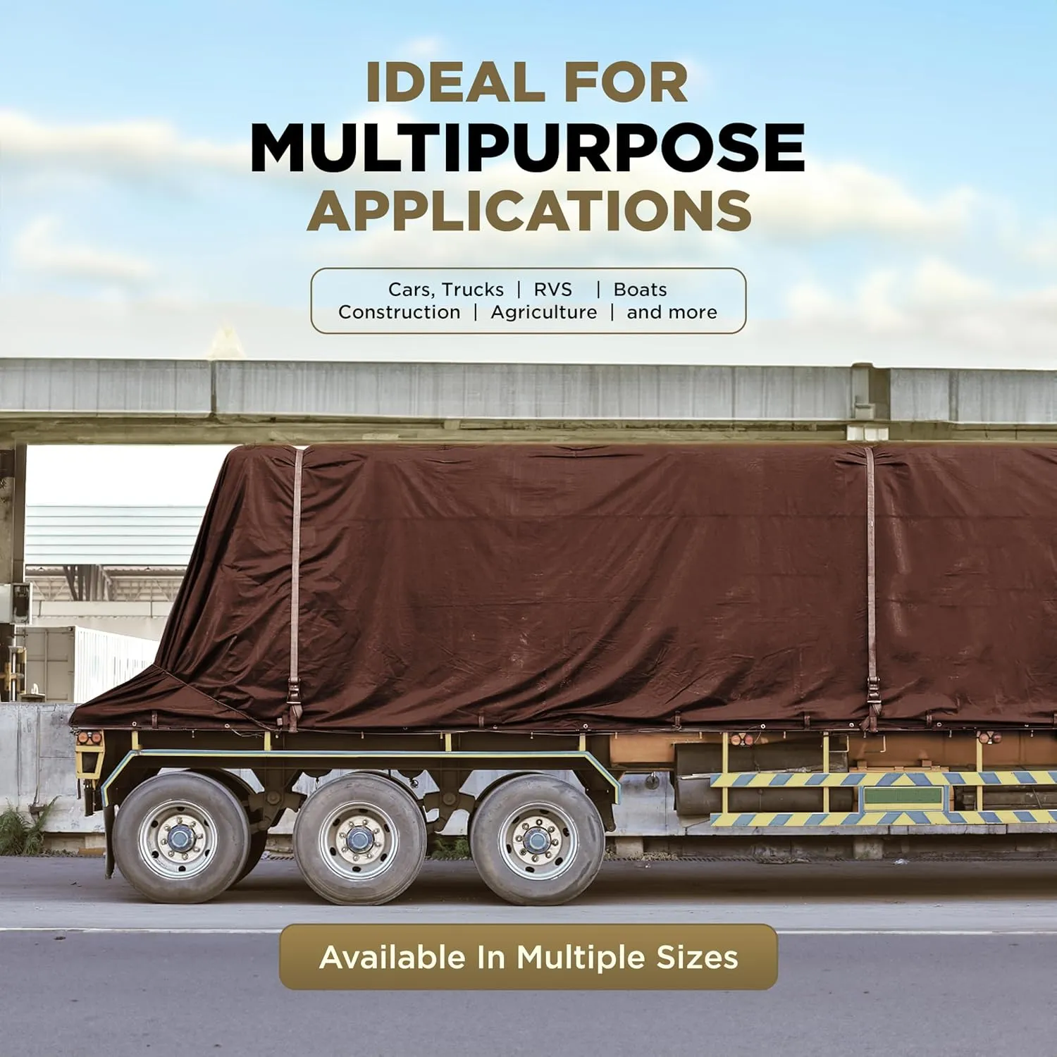 ATERET 4' x 20' Super Heavy Duty 16 Mil Brown Poly Tarp Cover - UV Resistant, Thick Waterproof, Rip and Tear Proof Tarpaulin with Grommets and Reinforced Edges