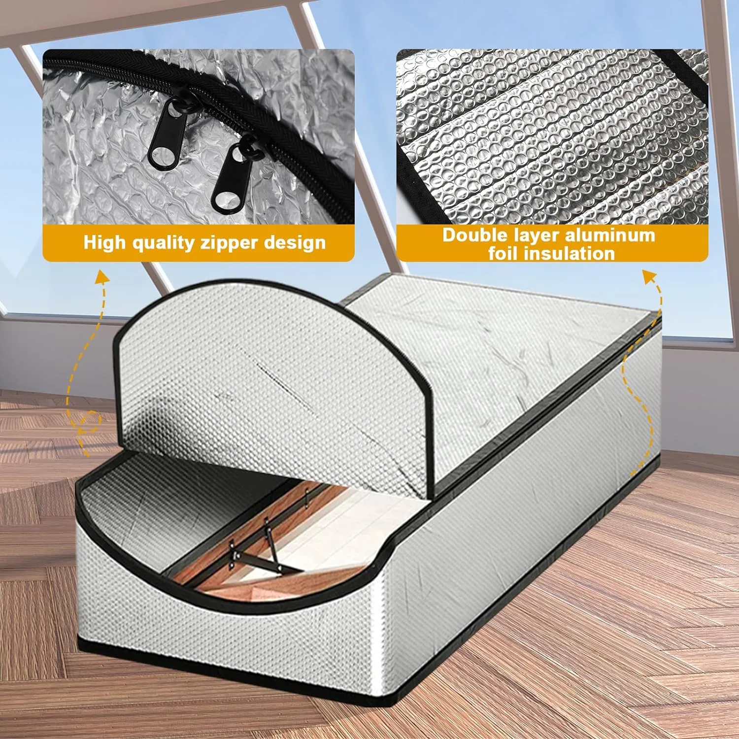 Attic Stairway Insulation Cover - Premium Energy Saving Attic Stairs Door Ladder Insulator Pull Down Tent with Zipper 25 in x 54 in x 11In (Attic Cover   Installation Tool)