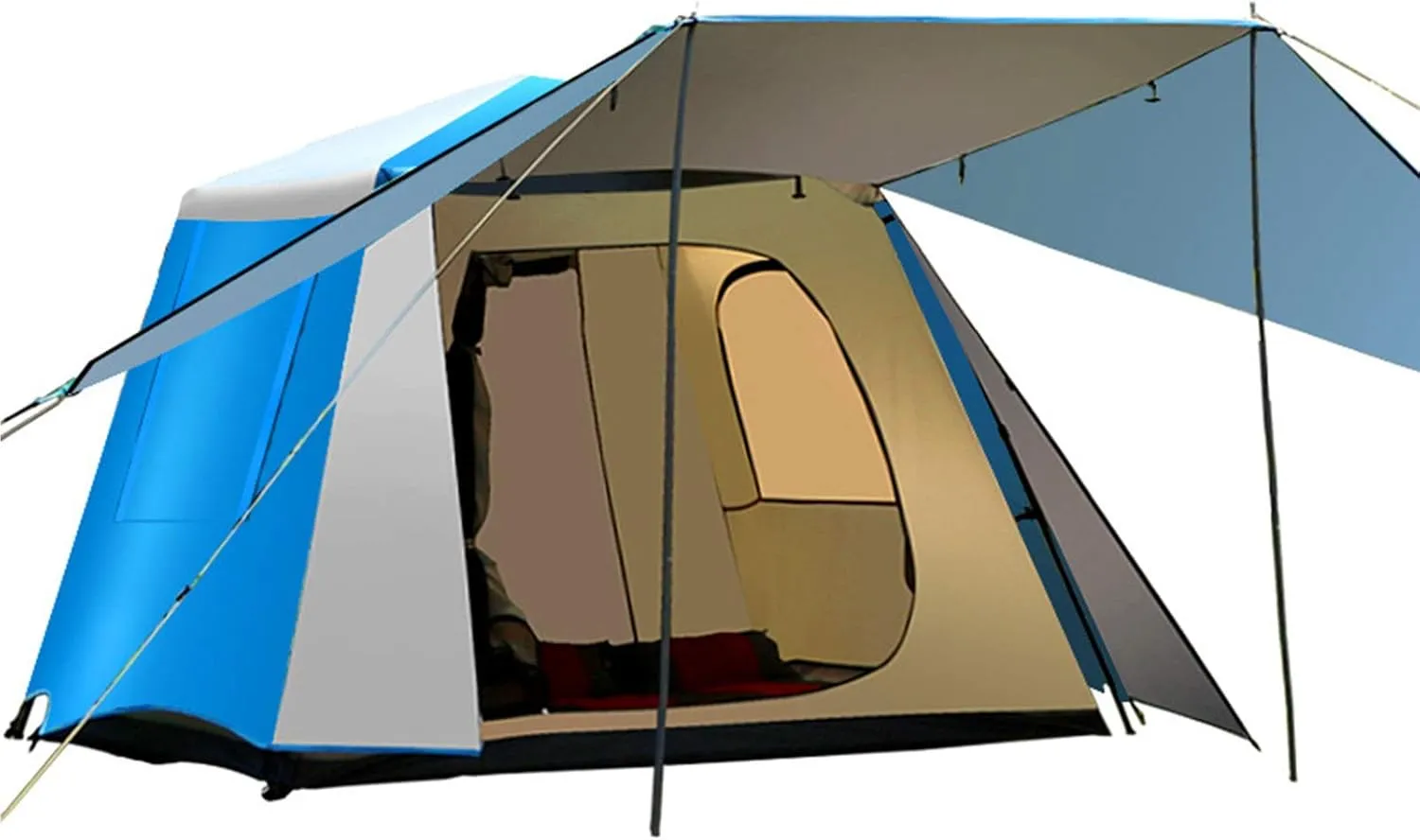 Automatic Camping Camping Tent, with Porch, Tent, 2-Door and 2-Pane Double Layer Tent for Garden Fishing Beach
