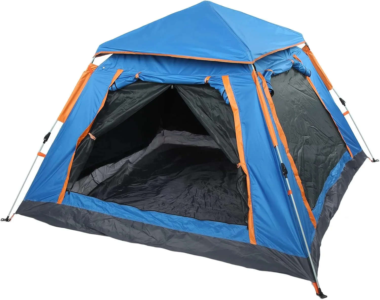 Automatic Camping Tent, Waterproof Family Camping Tent with Large Space for 3 to 4 People, 4 Doors, for Gardens, Hiking, Fishing