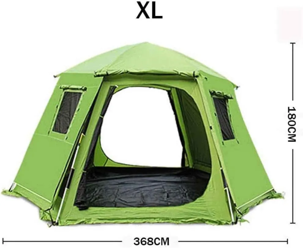 Automatic Fully Quick Opening Tent, Double Layer Thicken Waterproof Portable Camping Tent, Ventilation Easy to Install Quickly,Green