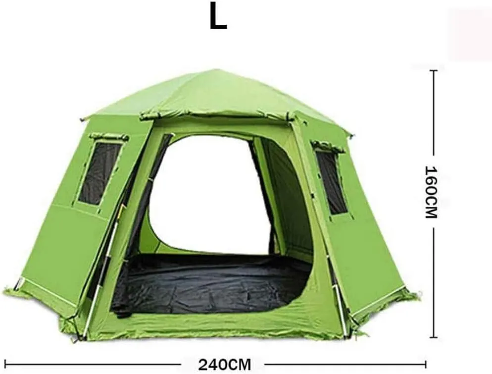 Automatic Fully Quick Opening Tent, Double Layer Thicken Waterproof Portable Camping Tent, Ventilation Easy to Install Quickly,Green