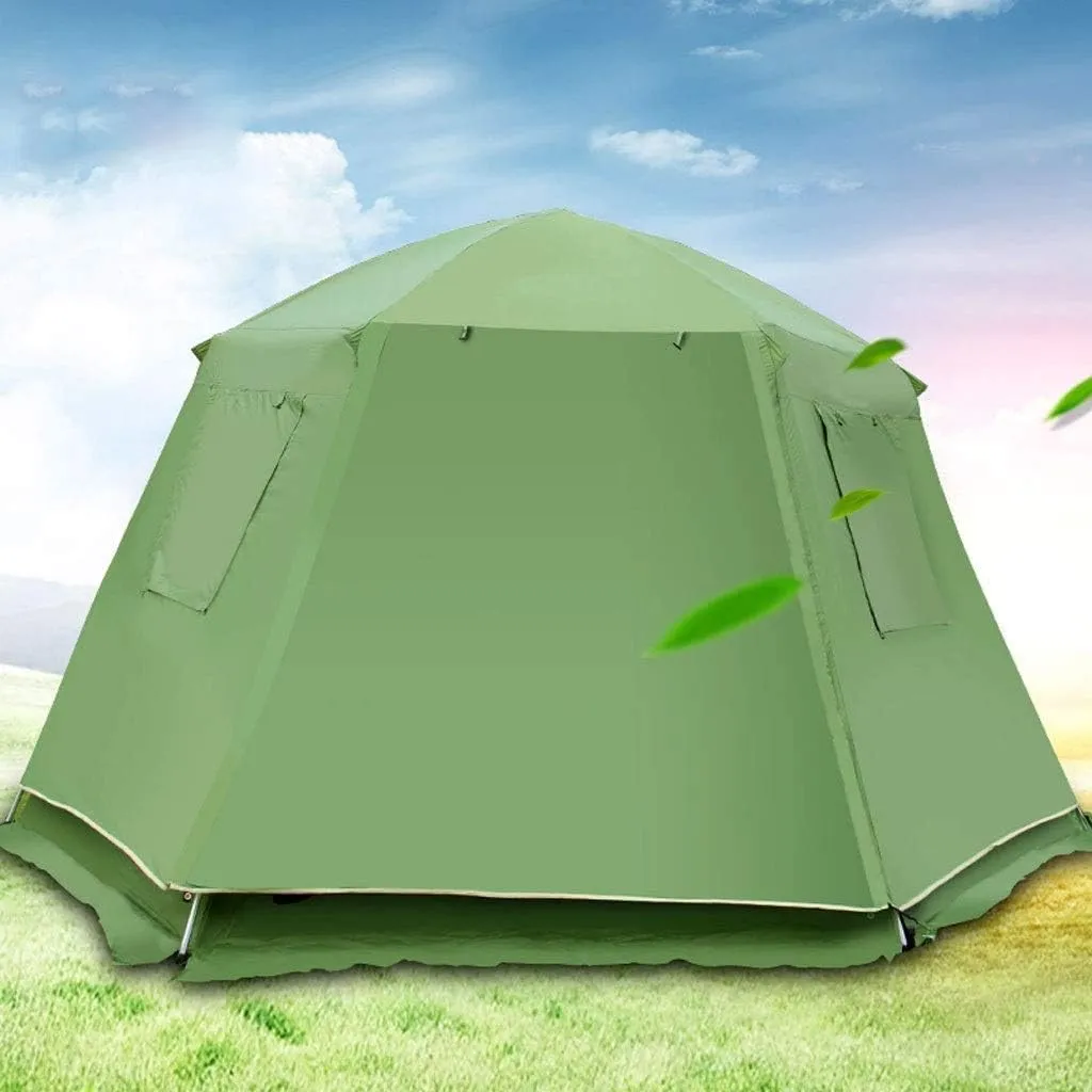 Automatic Fully Quick Opening Tent, Double Layer Thicken Waterproof Portable Camping Tent, Ventilation Easy to Install Quickly,Green