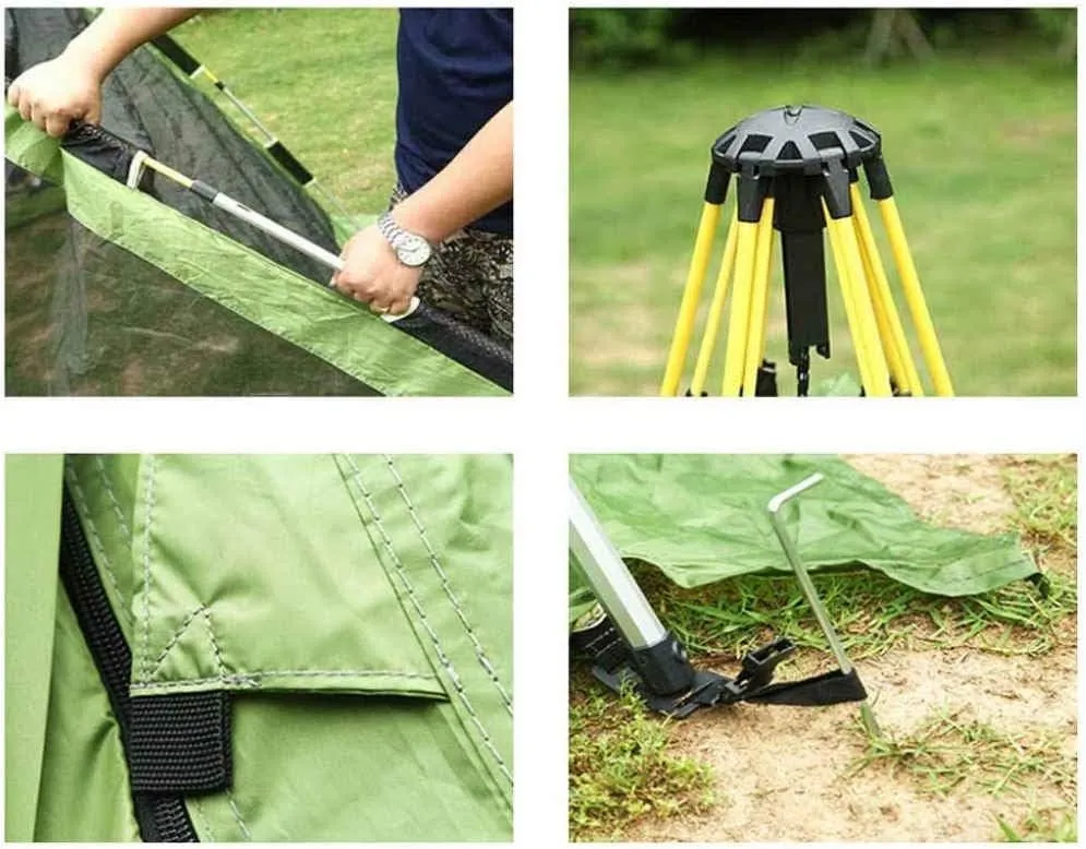 Automatic Fully Quick Opening Tent, Double Layer Thicken Waterproof Portable Camping Tent, Ventilation Easy to Install Quickly,Green