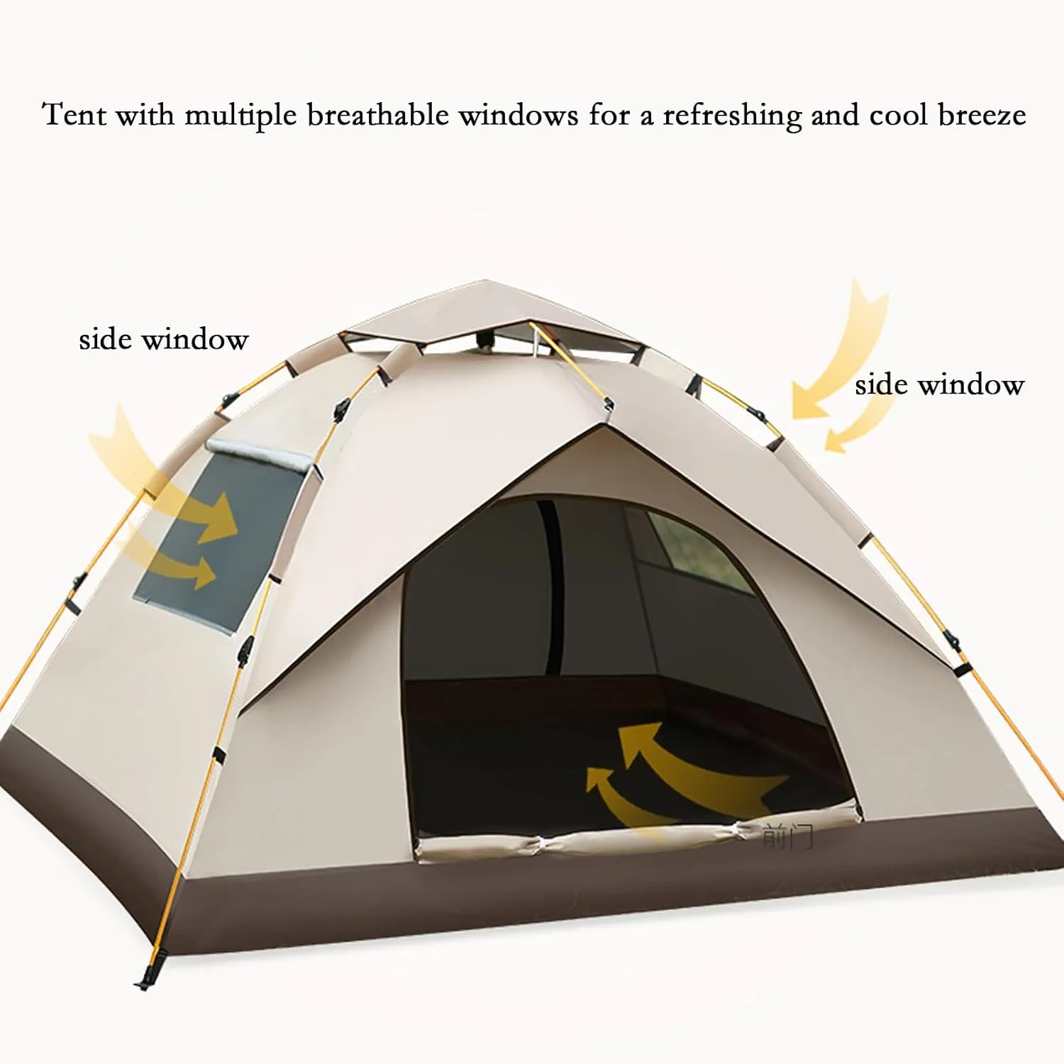 Automatic Pop Up Camping Tents for 2/3/4 Person - Quick and Effortless Set Up Portable Tent with Rain Tarp and Mesh Windows for Family Backpacking
