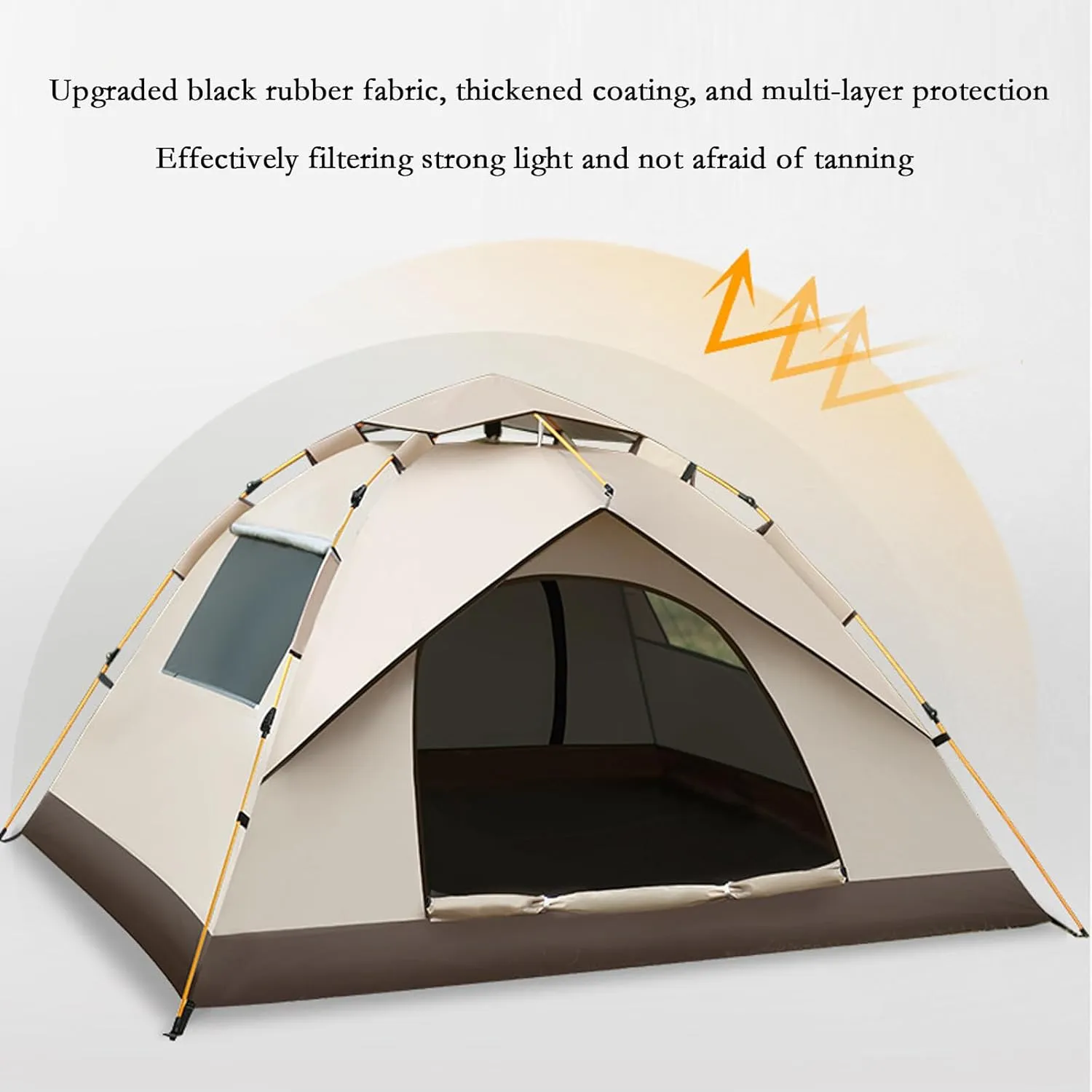 Automatic Pop Up Camping Tents for 2/3/4 Person - Quick and Effortless Set Up Portable Tent with Rain Tarp and Mesh Windows for Family Backpacking