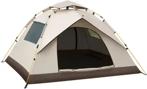 Automatic Pop Up Camping Tents for 2/3/4 Person - Quick and Effortless Set Up Portable Tent with Rain Tarp and Mesh Windows for Family Backpacking