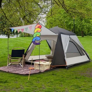 Automatic Pop-up Tent for 3-4 People with Porch Camping Tent for Family Portable Cabana Tent for Outdoor Camping Hiking Fishing Large Family Shelter