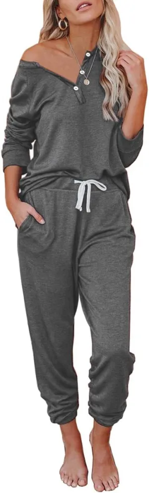 AUTOMET Womens 2 Piece Outfits Pajamas Sets Fall Lounge Sets Loungewear Sweatsuits with Sweatpants