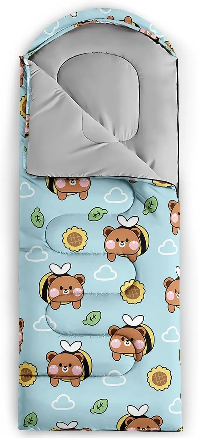 Axolotl Penguin Star Sleeping Bag,3 Season Warm and Cool Weather Moon Cloud Sleeping Bag for Boys Girls Teens,Waterproof Lightweight Lovely Animal Sleeping Bag for Traveling,Outdoors Camping,Navy Blue