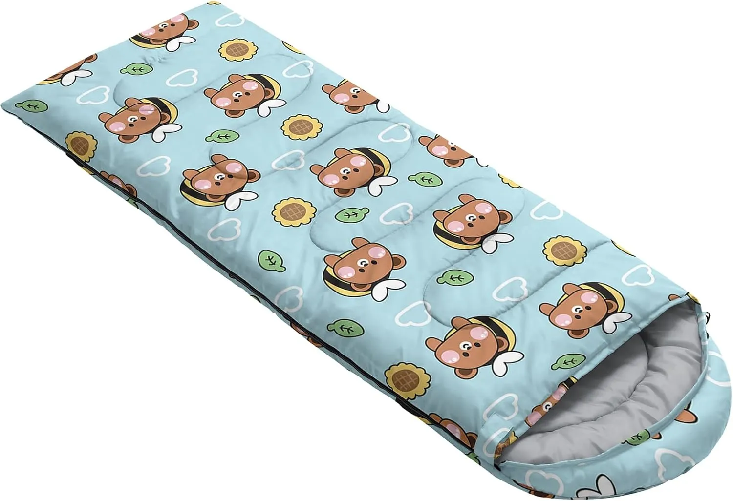 Axolotl Penguin Star Sleeping Bag,3 Season Warm and Cool Weather Moon Cloud Sleeping Bag for Boys Girls Teens,Waterproof Lightweight Lovely Animal Sleeping Bag for Traveling,Outdoors Camping,Navy Blue