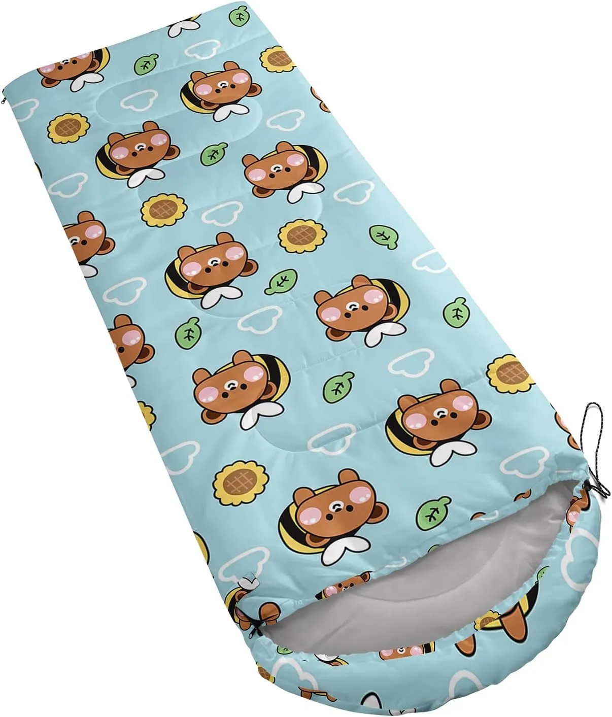 Axolotl Penguin Star Sleeping Bag,3 Season Warm and Cool Weather Moon Cloud Sleeping Bag for Boys Girls Teens,Waterproof Lightweight Lovely Animal Sleeping Bag for Traveling,Outdoors Camping,Navy Blue